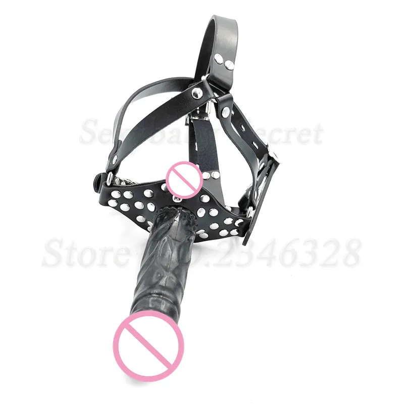 Double-Ended Dildos Gag Strap On Open Mouth Dong Plug PU Leather Harness Realistic Cock Bondage Adult Games Sex Toys For Couples Double-Ended Dildos Gag Strap On Open Mouth Dong Plug PU Leather Harness Realistic Cock Bondage Adult Games Sex Toys For Couples