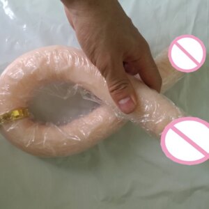 57cm super long soft flexible double dong head dildo flesh color realistic penis artificial double ended dildos lesbian sex toy