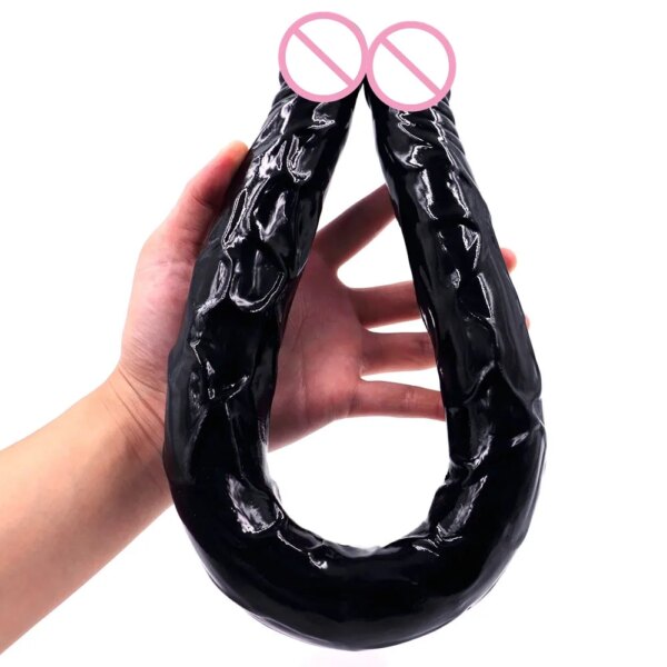 Double Dildo super long 21.5 Inch Flexible Soft penis Vagina and Anal Women Gay Lesbian Double Ended Dong Sex Toy