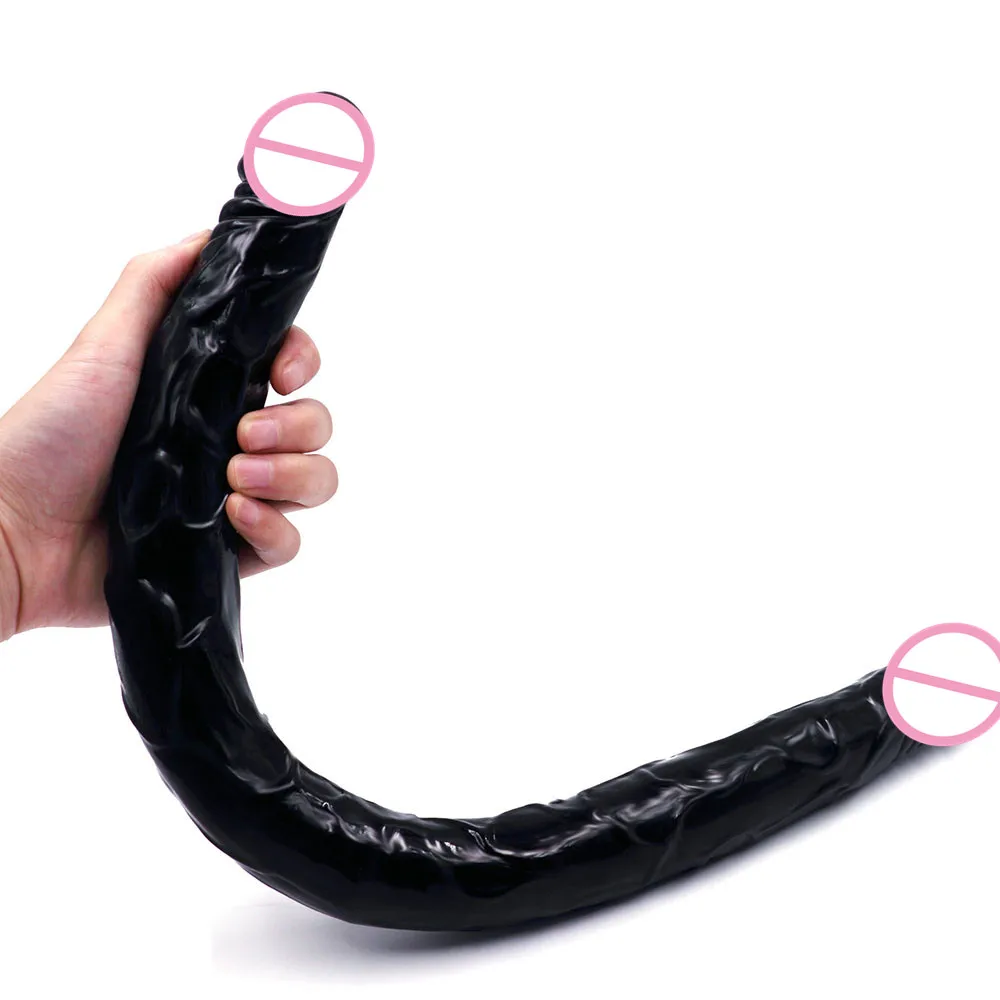Double Dildo super long 21.5 Inch Flexible Soft penis Vagina and Anal Women Gay Lesbian Double Ended Dong Sex Toy