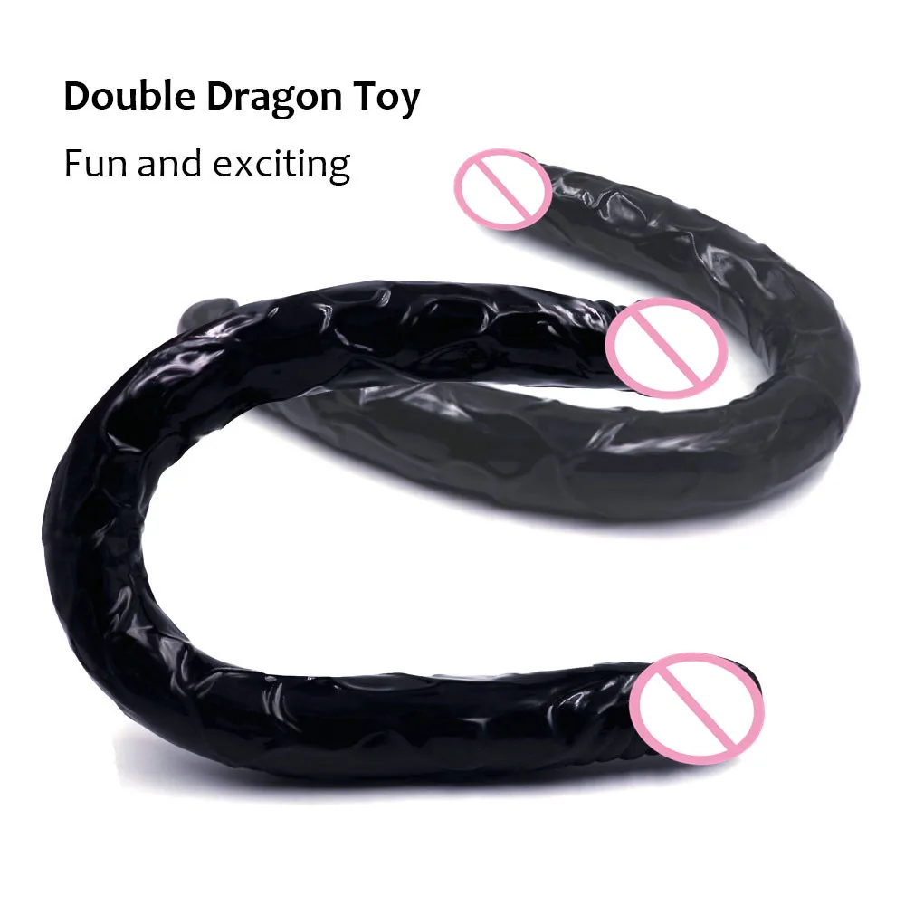 Double Dildo super long 21.5 Inch Flexible Soft penis Vagina and Anal Women Gay Lesbian Double Ended Dong Sex Toy