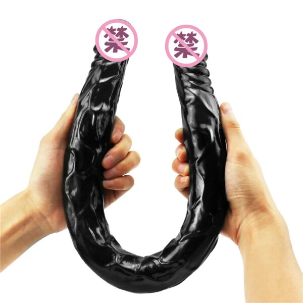 Double Dildo super long 21.5 Inch Flexible Soft penis Vagina and Anal Women Gay Lesbian Double Ended Dong Sex Toy
