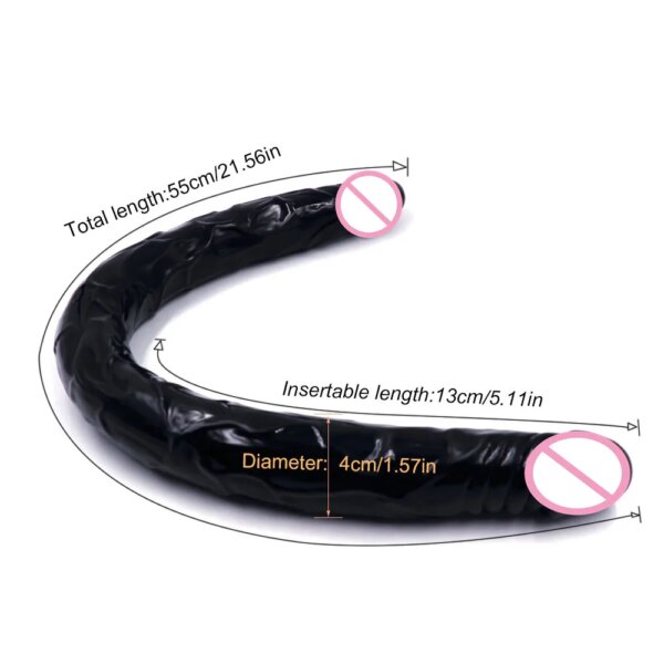 Double Dildo super long 21.5 Inch Flexible Soft penis Vagina and Anal Women Gay Lesbian Double Ended Dong Sex Toy
