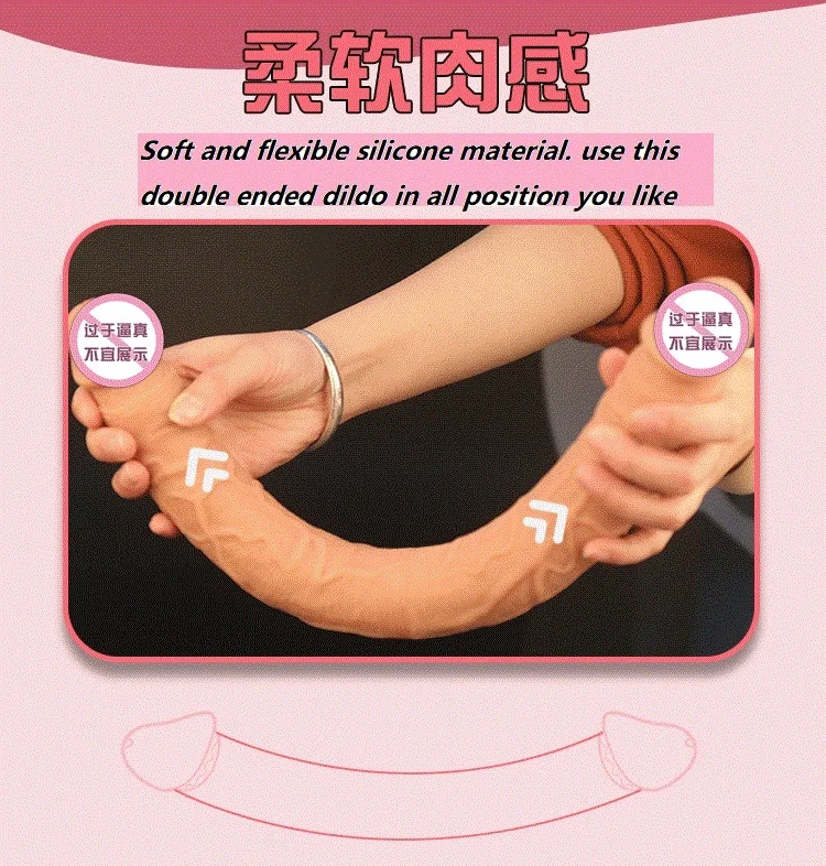 Double Ended Silicone Dildo Realistic Dong Cock Toy for Female G-Spot Massager Vagina Toy Fake Penis Dildo for Lesbians Anal