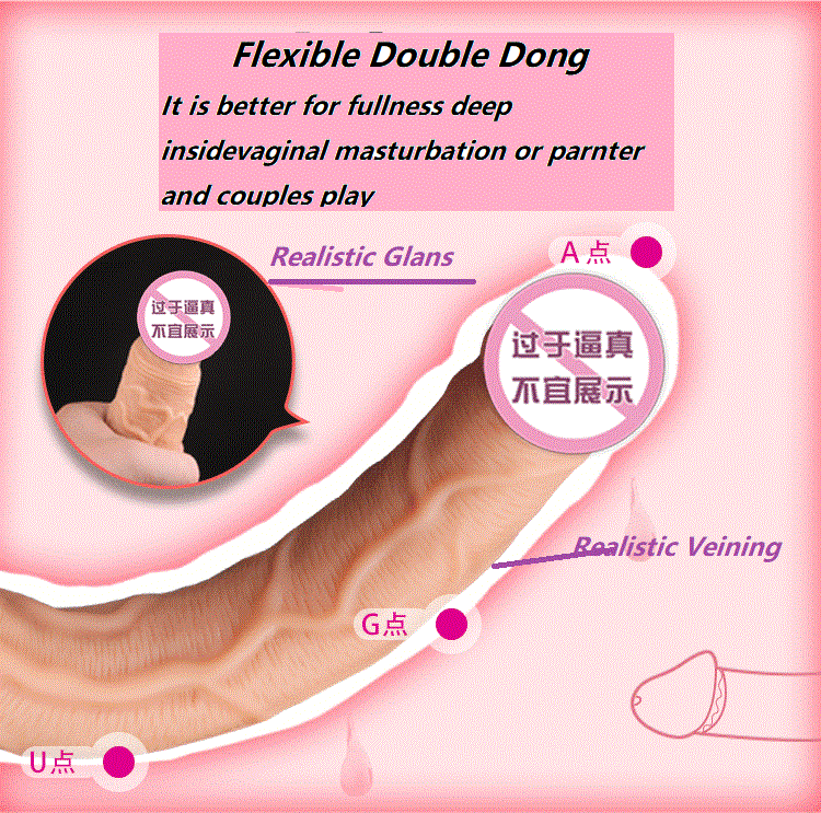 Double Ended Silicone Dildo Realistic Dong Cock Toy for Female G-Spot Massager Vagina Toy Fake Penis Dildo for Lesbians Anal