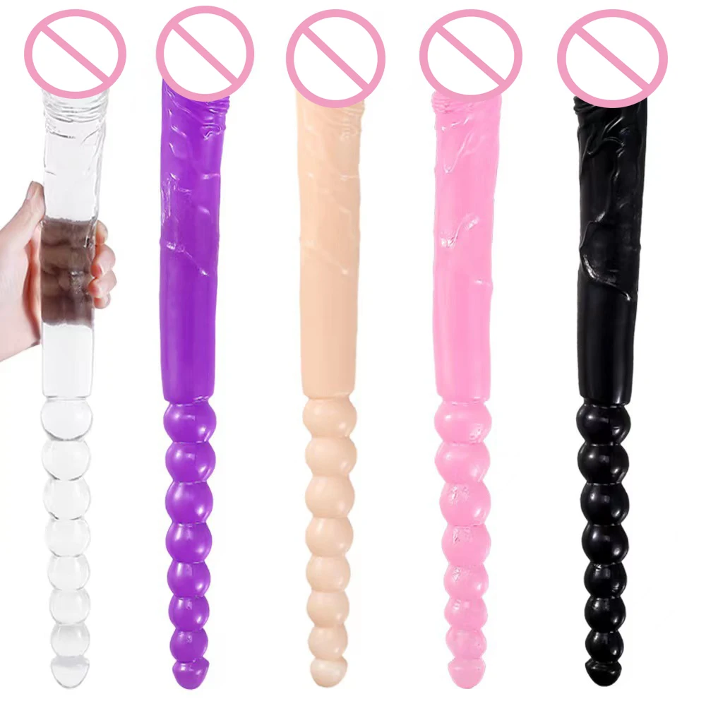 Double Ended Soft Jelly Dildo Vaginal Anal Plug Massager Anus Beads Super Long Artificial Penis Masturbators Toys for Adults
