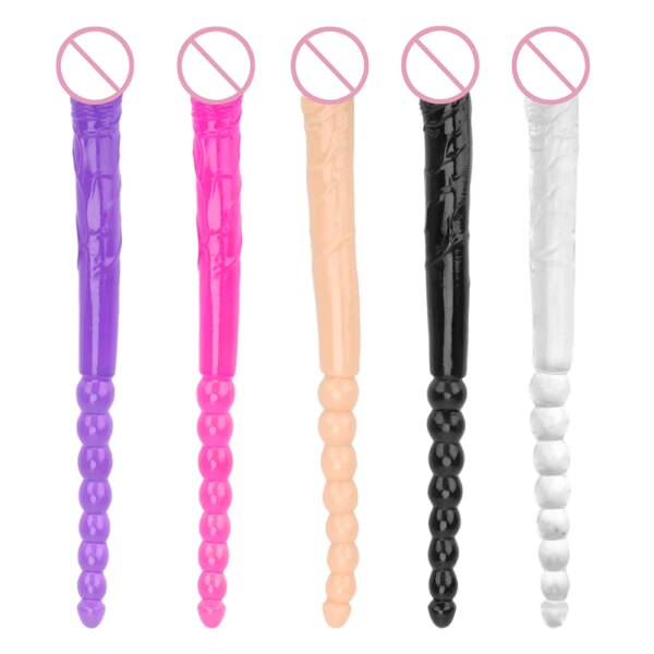 Double Ended Soft Jelly Dildo Vaginal Anal Plug Massager Anus Beads Super Long Artificial Penis Masturbators Toys for Adults