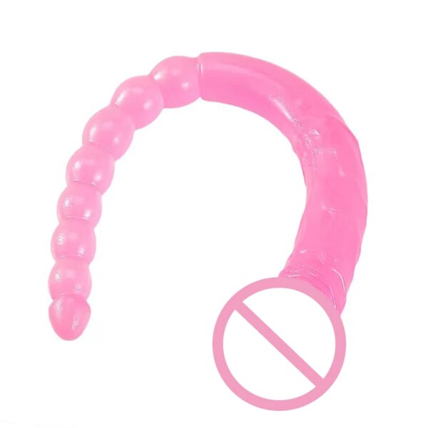 Double Ended Soft Jelly Dildo Vaginal Anal Plug Massager Anus Beads Super Long Artificial Penis Masturbators Toys for Adults
