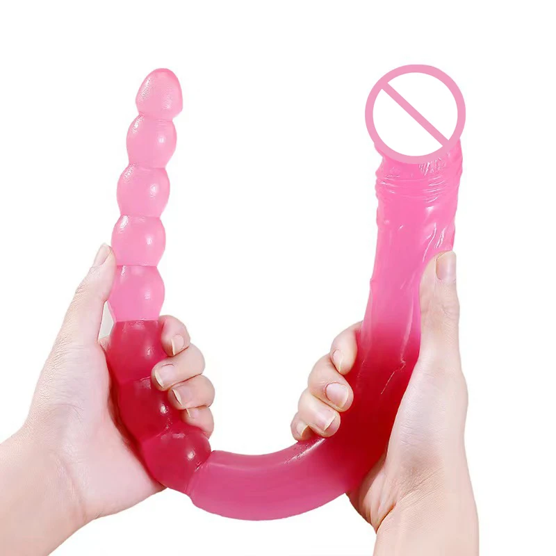 Double Ended Soft Jelly Dildo Vaginal Anal Plug Massager Anus Beads Super Long Artificial Penis Masturbators Toys for Adults