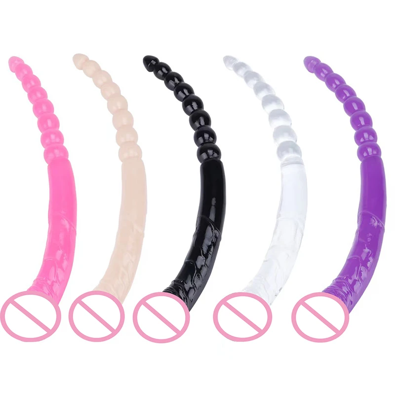 Double Ended Soft Jelly Dildo Vaginal Anal Plug Massager Anus Beads Super Long Artificial Penis Masturbators Toys for Adults