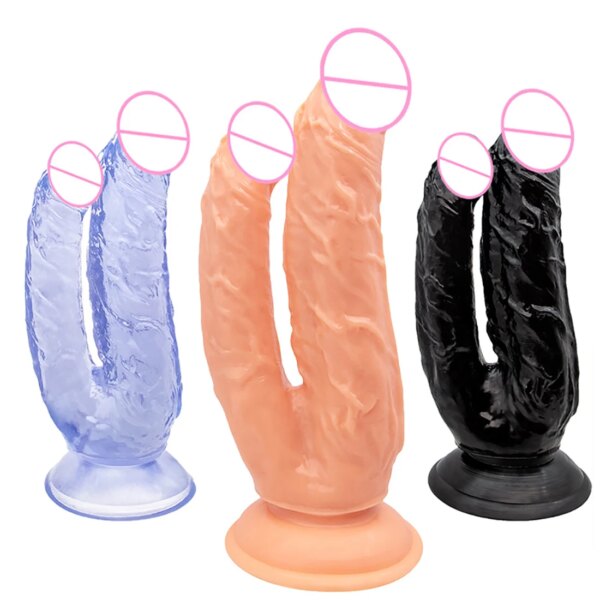 Double head Realistic Dildo Long Anal Plug for Women Men Couple Ended Flexible Big Penis Adult Sex Toy for Lesbian Sex Products