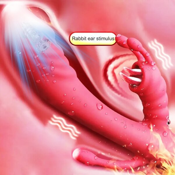 3 IN 1 Double Tongue Licking Nipple Vibrator Heating G Spot Clitoris Stimulator Vaginal Anal Orgasm Dildo Sex Toy For Women