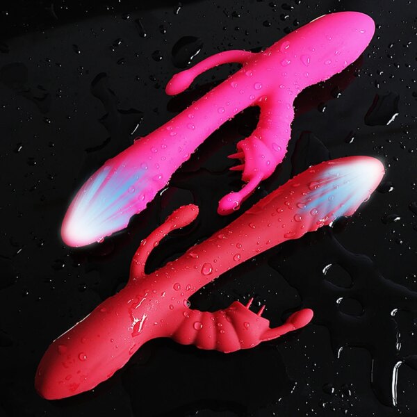 3 IN 1 Double Tongue Licking Nipple Vibrator Heating G Spot Clitoris Stimulator Vaginal Anal Orgasm Dildo Sex Toy For Women