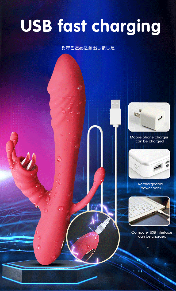 3 IN 1 Double Tongue Licking Nipple Vibrator Heating G Spot Clitoris Stimulator Vaginal Anal Orgasm Dildo Sex Toy For Women