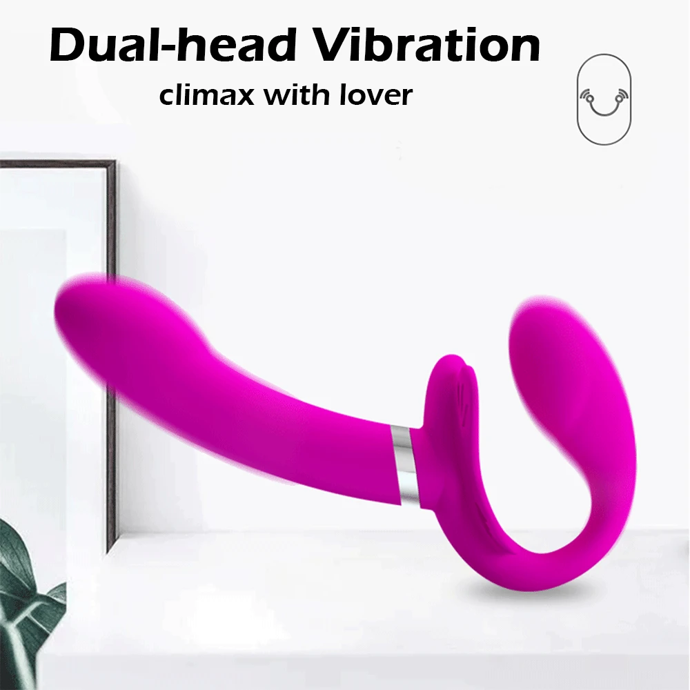 Strapless Strap-on Dildo Vibrators for Women Double-heads Vibrating Penis Lesbian Erotic Toys for Adult Sex Toys for Couples