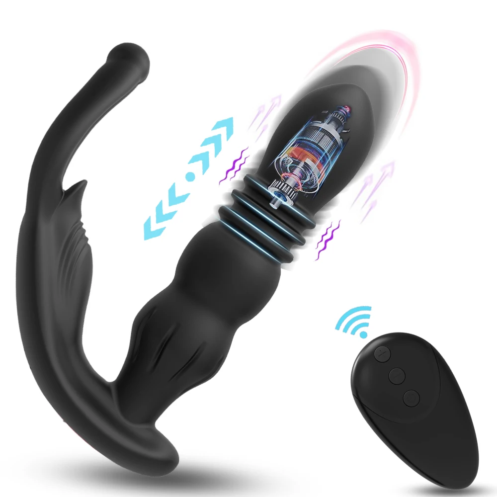 Telescopic Male Prostate Massager Silicone Dildo Vibrator Female Sex Toys for Women Men Remote Control Anal Butt Plug Vibrators