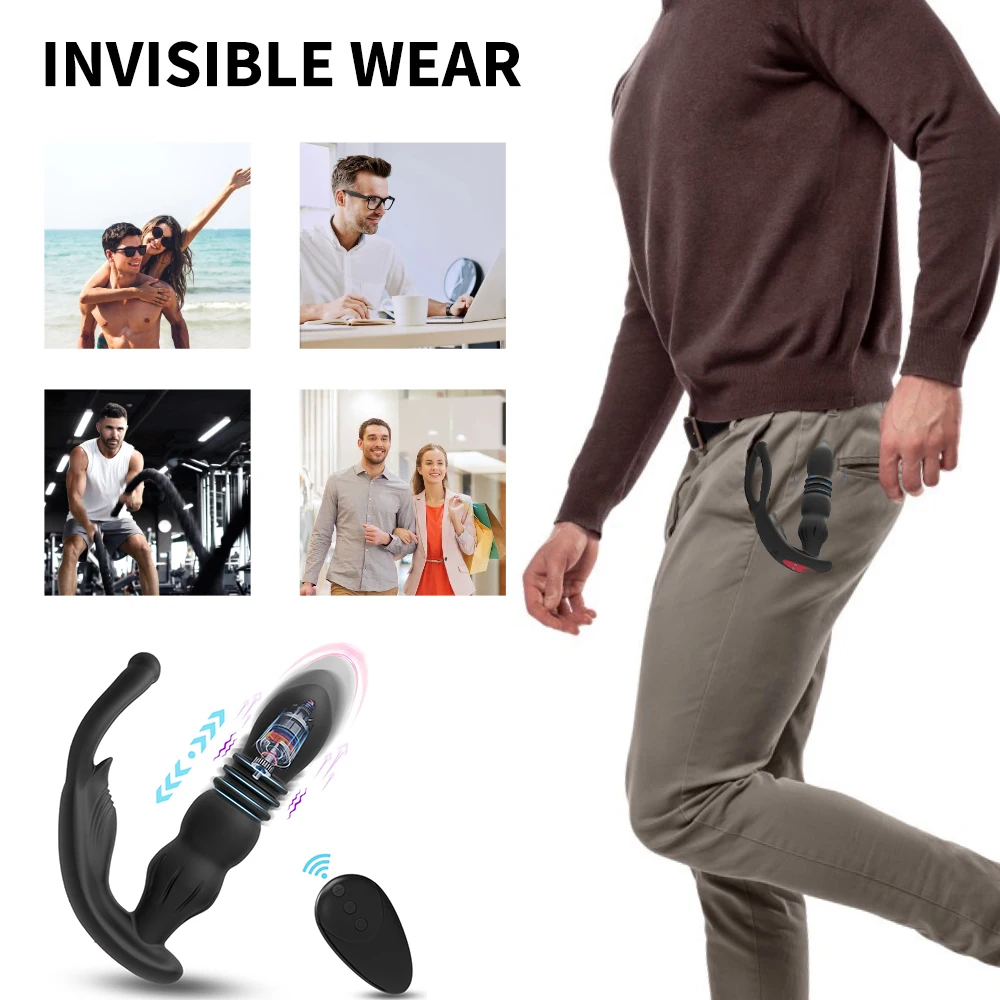 Telescopic Male Prostate Massager Silicone Dildo Vibrator Female Sex Toys for Women Men Remote Control Anal Butt Plug Vibrators