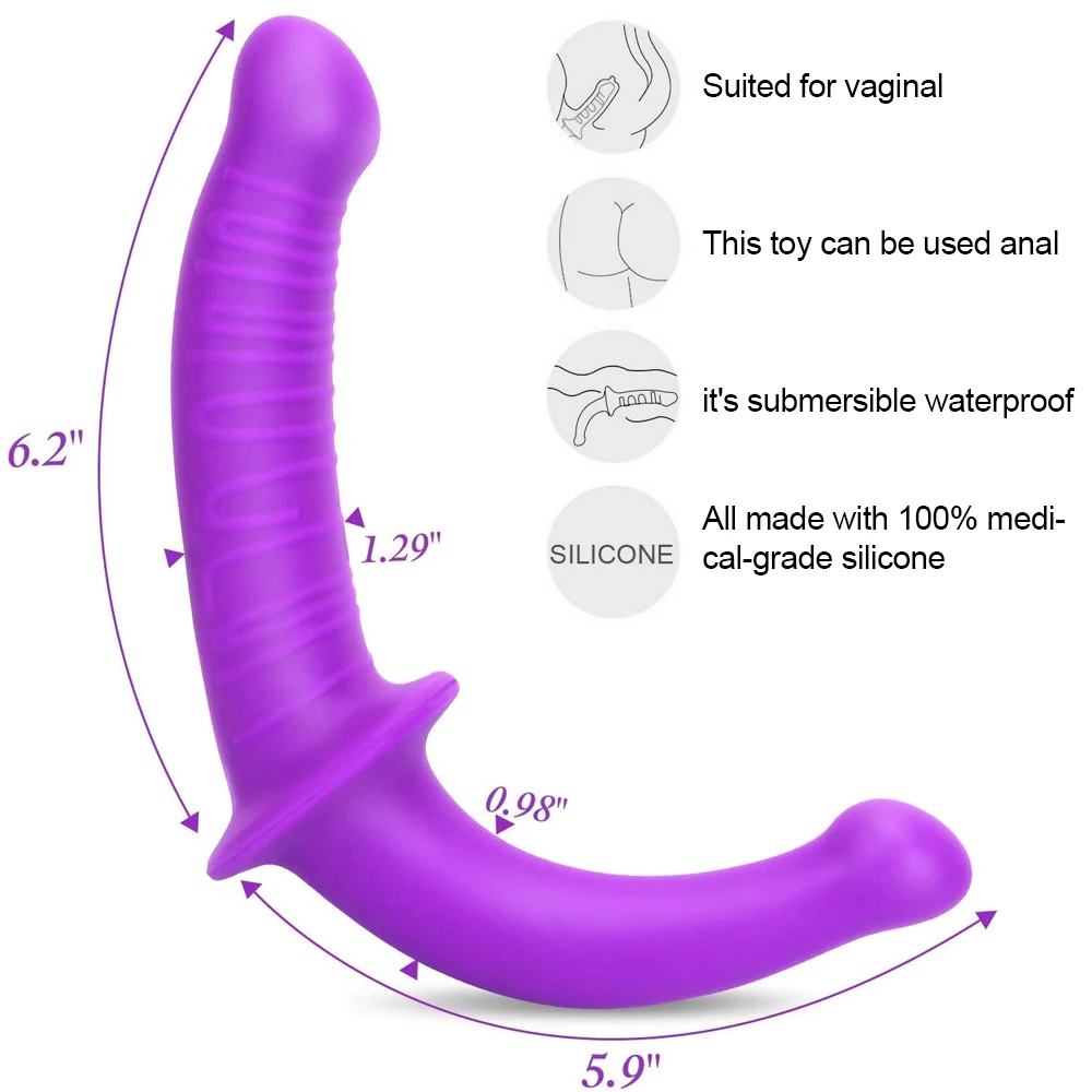 Strapless Strap-on Realistic Silicone Dildo for Anal Vagina Stimulation Double Side Adult Sex Toy for Male Female Lesbian Couple Strapless Strap-on Realistic Silicone Dildo for Anal Vagina Stimulation Double Side Adult Sex Toy for Male Female Lesbian Couple