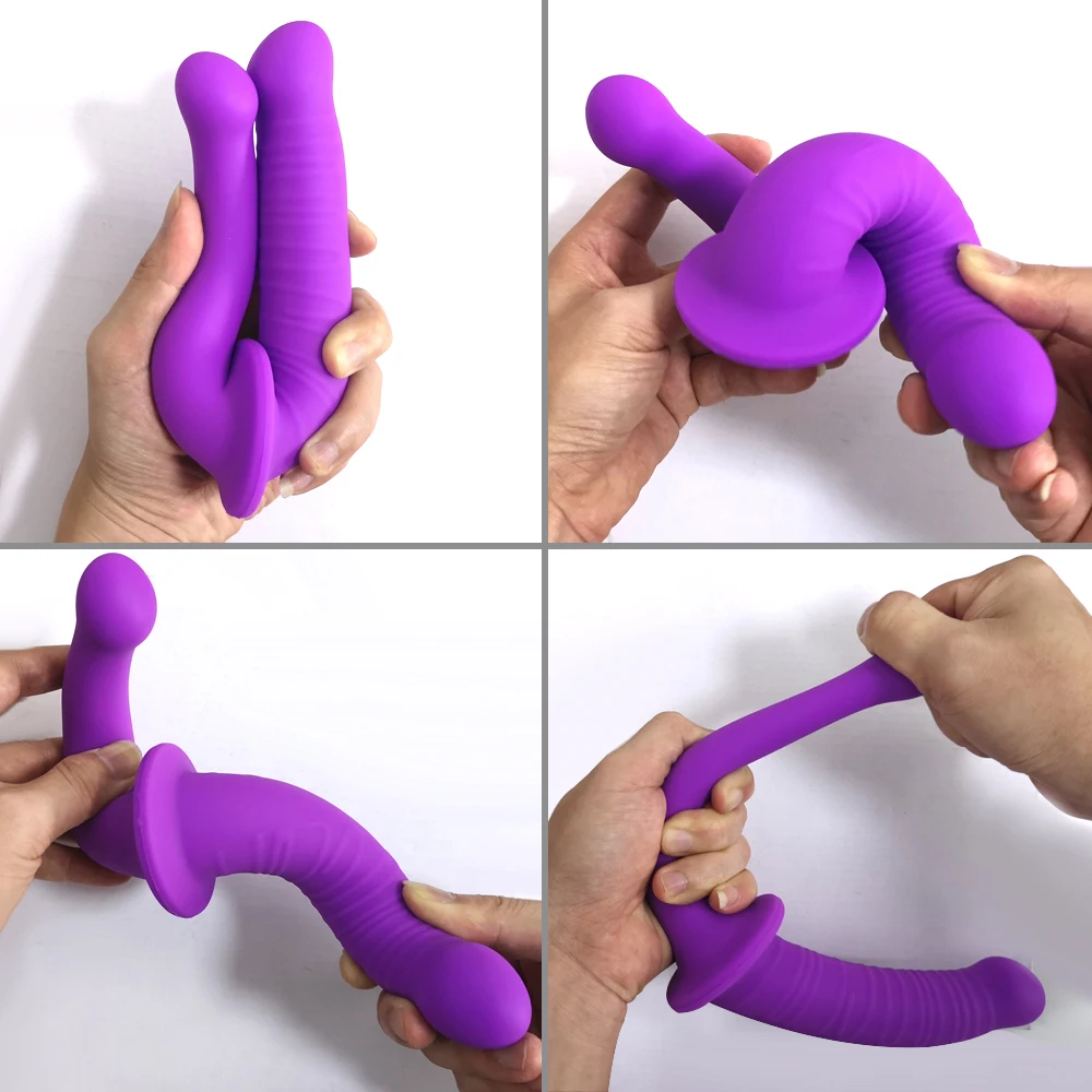 Strapless Strap-on Realistic Silicone Dildo for Anal Vagina Stimulation Double Side Adult Sex Toy for Male Female Lesbian Couple Strapless Strap-on Realistic Silicone Dildo for Anal Vagina Stimulation Double Side Adult Sex Toy for Male Female Lesbian Couple