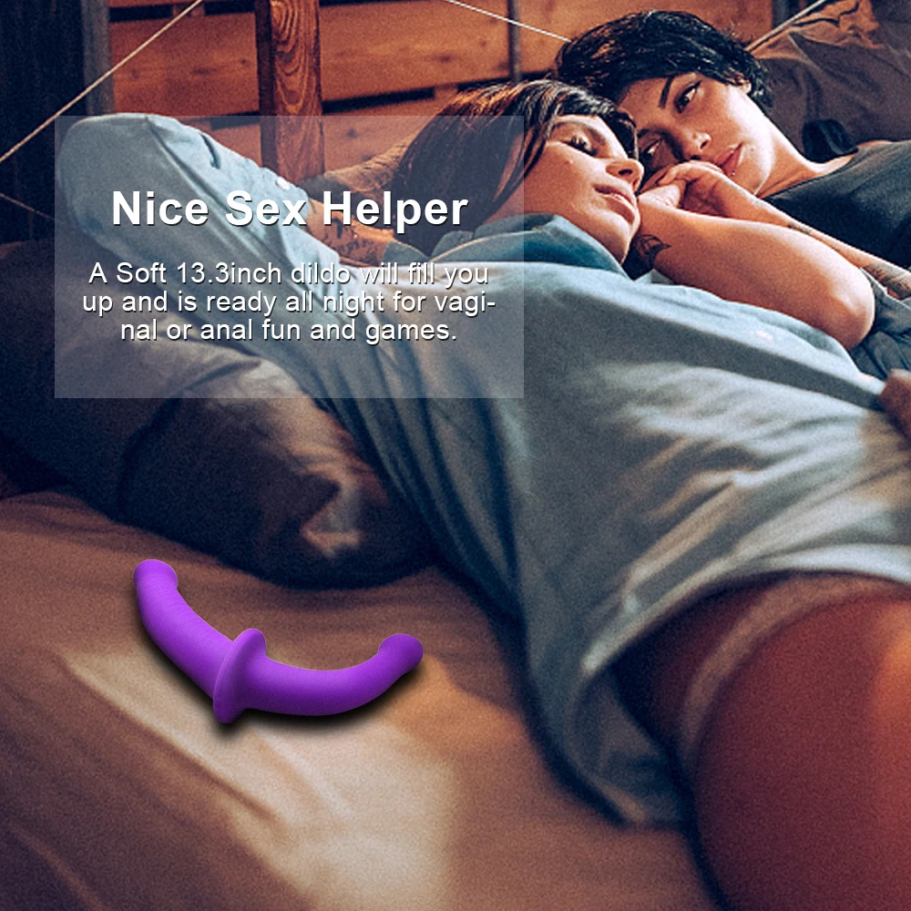 Strapless Strap-on Realistic Silicone Dildo for Anal Vagina Stimulation Double Side Adult Sex Toy for Male Female Lesbian Couple Strapless Strap-on Realistic Silicone Dildo for Anal Vagina Stimulation Double Side Adult Sex Toy for Male Female Lesbian Couple