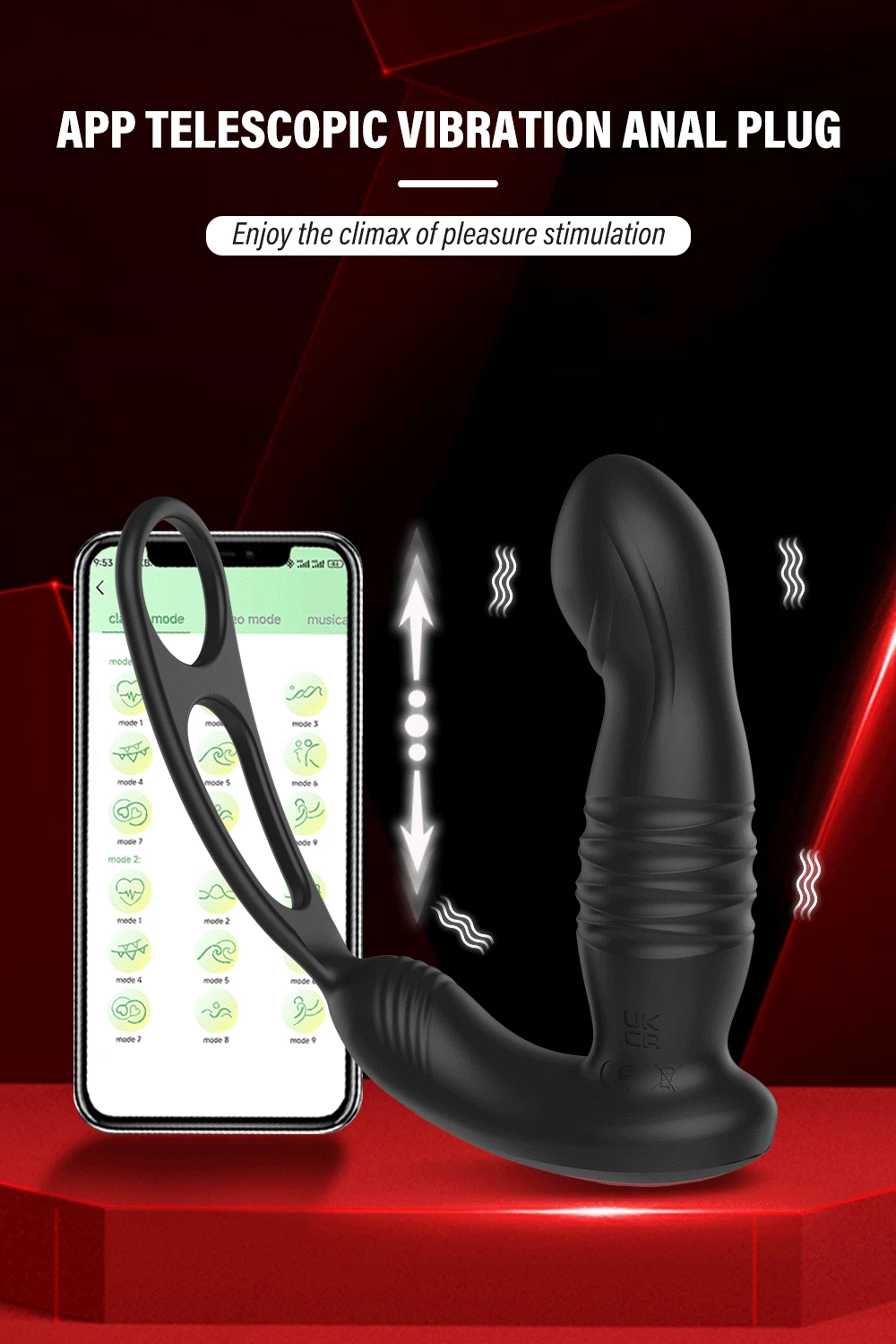 Male Thrusting Prostate Massager Bluetooth APP Control Telescopic Butt Plug Anal Vibrator Men Gay Dildo Bdsm Sex Toy for Couples