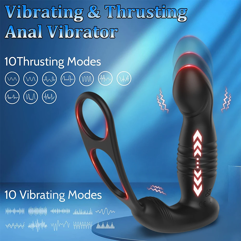 Male Thrusting Prostate Massager Bluetooth APP Control Telescopic Butt Plug Anal Vibrator Men Gay Dildo Bdsm Sex Toy for Couples