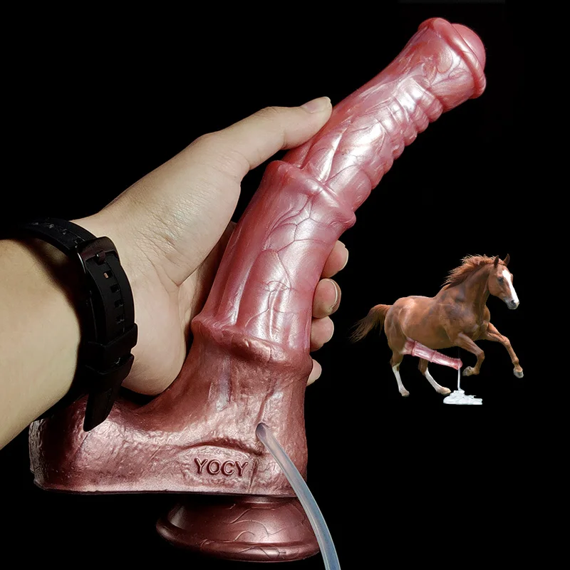 YOCY Realistic Horse Dildo Ejaculating Stimulaotr Adult Toy For Men Cock Dick With Sucker Silicone Fantasy Animal Penis Sex Shop