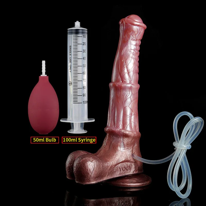 YOCY Realistic Horse Dildo Ejaculating Stimulaotr Adult Toy For Men Cock Dick With Sucker Silicone Fantasy Animal Penis Sex Shop