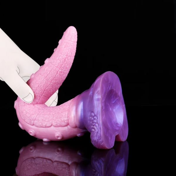 Silicone Fantasy  Pink Tongue Anal Plug g-spot Stimulate S Shape Dildo With Sucker Bumpy Massage Sex Toys For Women Men