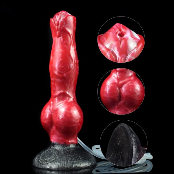 Dog Knot Ejaculation Fantasy Dildo with Strong Sucker Squriting Animal Penis Anus Butt Plug Sex Product Adult Fisting Game