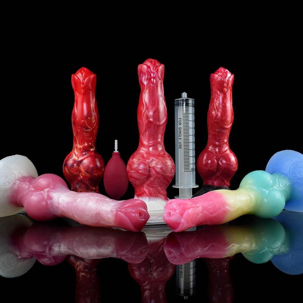 LUUK Dog Knot Ejaculation Fantasy Dildo with Strong Sucker Squriting Animal Penis Anus Butt Plug Sex Product Adult Fisting Game