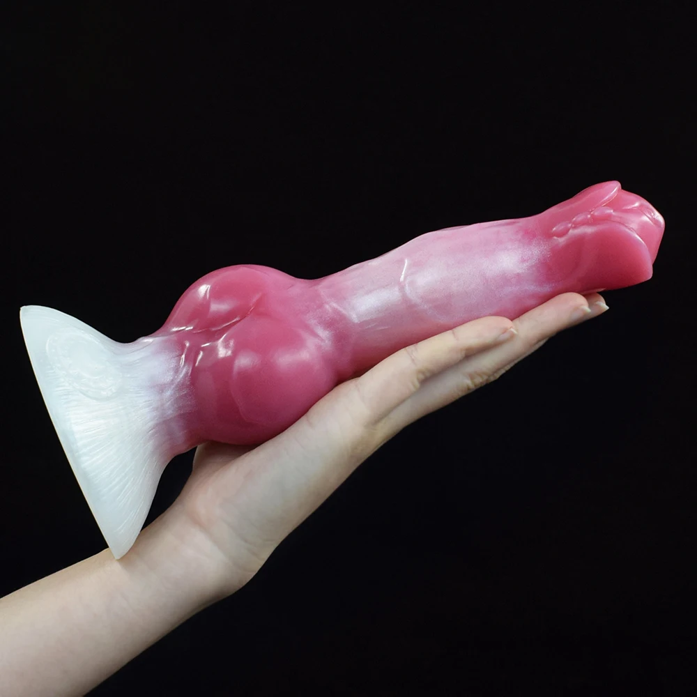 FAAK Silicone Fantasy Dog Knot Dildo With Sucker Colorful Animal Penis Sex Toys For Beginners Women Men Anal Massage