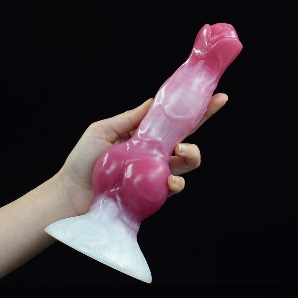 FAAK Silicone Fantasy Dog Knot Dildo With Sucker Colorful Animal Penis Sex Toys For Beginners Women Men Anal Massage