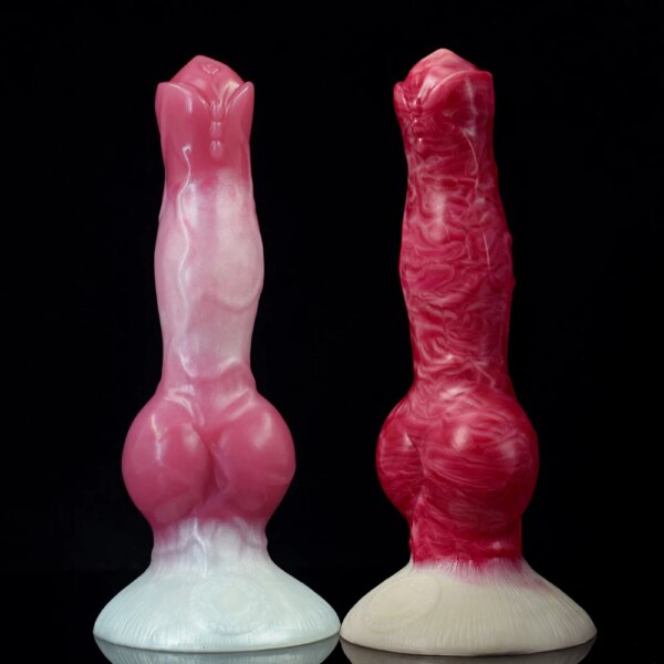 Silicone Fantasy Dog Knot Dildo With Sucker Colorful Animal Penis Sex Toys For Beginners Women Men Anal Massage