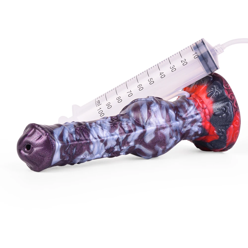 FAAK Silicone Dog Knot Squirting Dildo Ejaculation Large Penis With Sucker Fantasy Sex Toys Anal Plug Female Masturbator