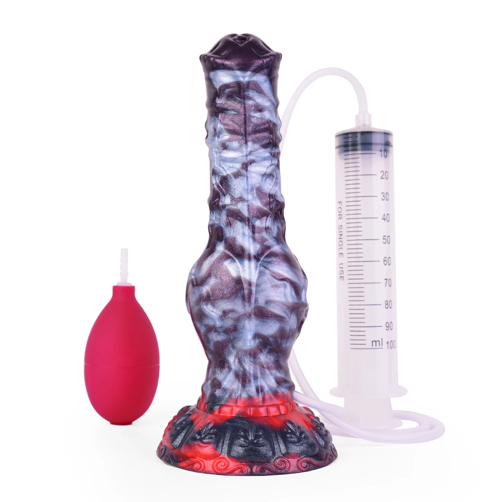 FAAK Silicone Dog Knot Squirting Dildo Ejaculation Large Penis With Sucker Fantasy Sex Toys Anal Plug Female Masturbator