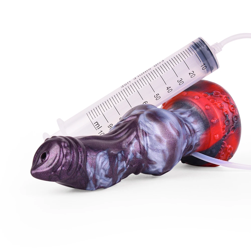 FAAK Silicone Dog Knot Squirting Dildo Ejaculation Large Penis With Sucker Fantasy Sex Toys Anal Plug Female Masturbator