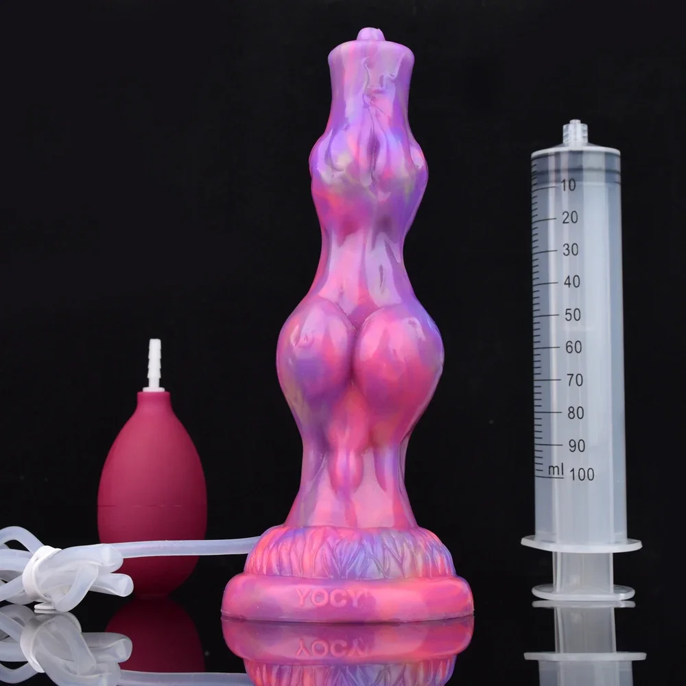 2023 FAAK Silicone Luminous Squirting Penis Fantasy wolf Knot Ejaculation Dildo Anal Beads Glowing in Dark Sex Toys For Women