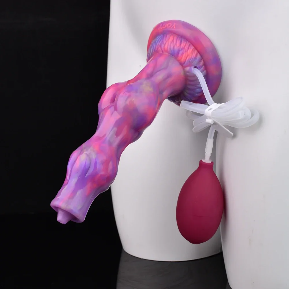 2023 FAAK Silicone Luminous Squirting Penis Fantasy wolf Knot Ejaculation Dildo Anal Beads Glowing in Dark Sex Toys For Women