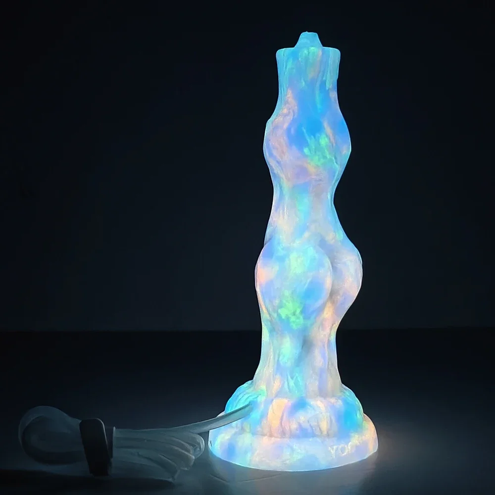 2023 FAAK Silicone Luminous Squirting Penis Fantasy wolf Knot Ejaculation Dildo Anal Beads Glowing in Dark Sex Toys For Women