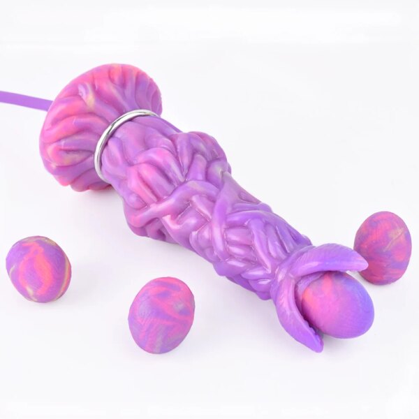Luminous Ovipositor Toy Inflatable Silicone Anal Plug Vaginal Masturbator Fantasy Knot Dildo 7.9 inch Sex Toy For Women Men
