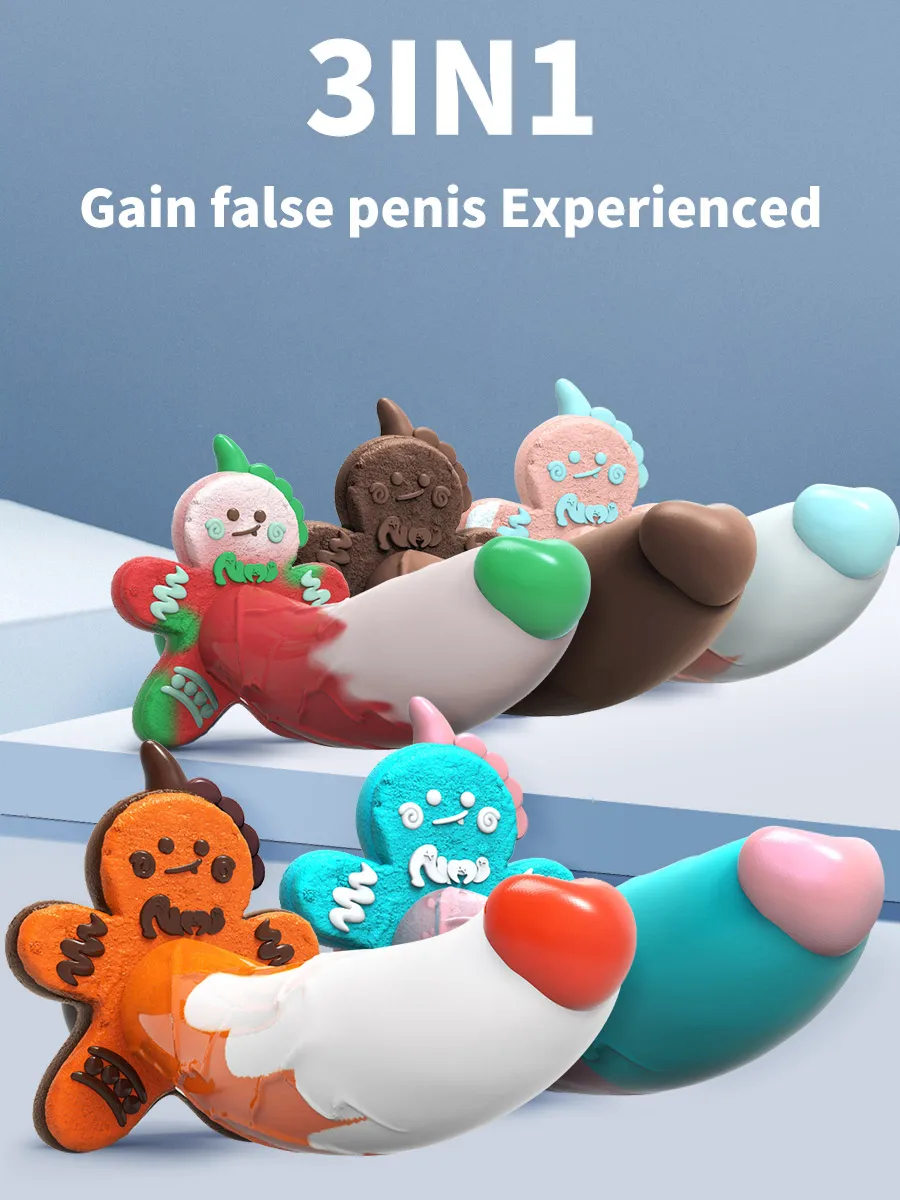 Monster Dildo Silicone Fantasy Colourful Cute Dildo Gingerbread Man Strong Suction Cup Dragon Dildo Anal Plug Sex Toys For Women