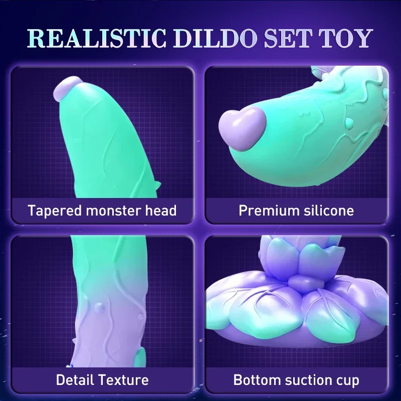 Monster Dildo Silicone Fantasy Colourful Cute Dildo Gingerbread Man Strong Suction Cup Dragon Dildo Anal Plug Sex Toys For Women