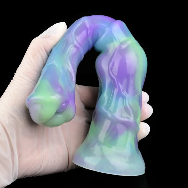 Silicone Luminous Knot Horse Dildo With Strong Suction Cup Fantasy Animal Penis Sex Toys for Women Men Anal Massage