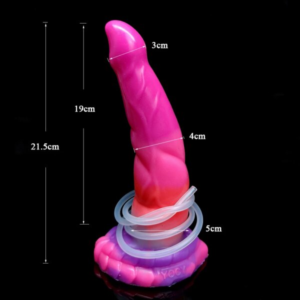 Luminous Squirting Dildo With Sucker Silicone Curved Anal Plug Glowing Dark Spray Liquid Sex Toys For Women Fantasy Product