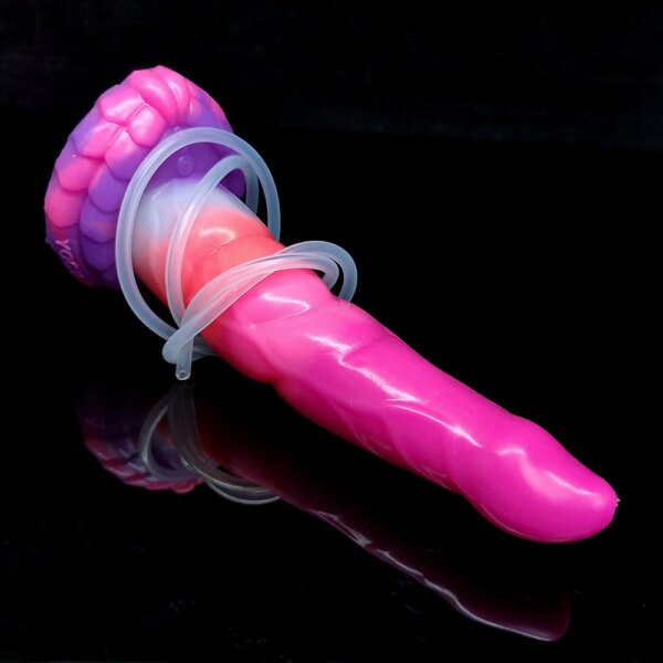 Luminous Squirting Dildo With Sucker Silicone Curved Anal Plug Glowing Dark Spray Liquid Sex Toys For Women Fantasy Product
