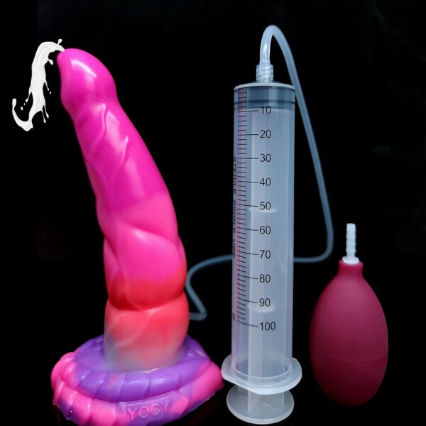 Luminous Squirting Dildo With Sucker Silicone Curved Anal Plug Glowing Dark Spray Liquid Sex Toys For Women Fantasy Product