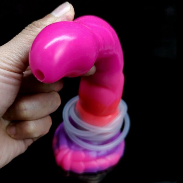 Luminous Squirting Dildo With Sucker Silicone Curved Anal Plug Glowing Dark Spray Liquid Sex Toys For Women Fantasy Product