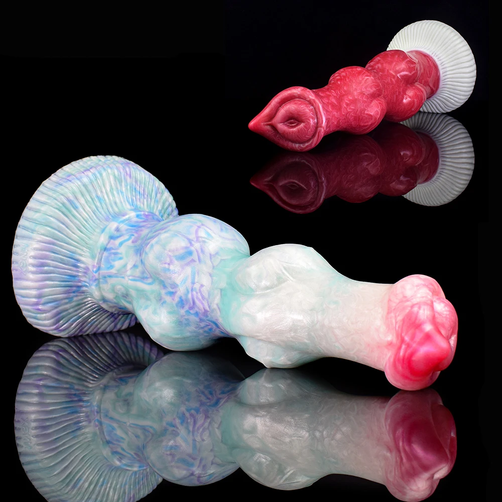 FAAK Large Fantasy Dildos Silicone Dog Knot Penis With Suction Cup Stimulate G-spot Female Vaginal Massager Sex Toys for Women