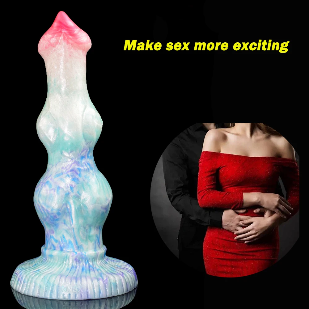 FAAK Large Fantasy Dildos Silicone Dog Knot Penis With Suction Cup Stimulate G-spot Female Vaginal Massager Sex Toys for Women